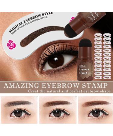 Waterproof Eyebrow Stamp Stencil Kit - 24 Stencils, Brush, Trimmer (Dark Brown) - Buy Online on GoSupps.com