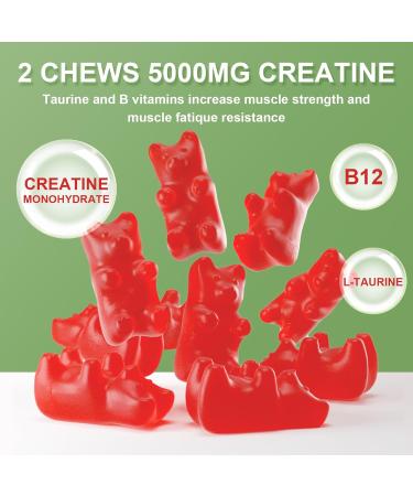 Buy Sugar-Free Creatine Monohydrate Gummies - Vegan Muscle Builder & Energy Boost - 60 Count Strawberry Chewables for Men & Women - Buy Online on GoSupps.com