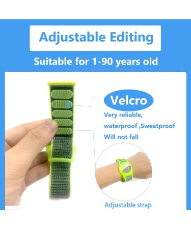 Dingfeiyu Airtag Waterproof Wristband for Kids & Adults - Adjustable Anti Lost Bracelet in Chartreuse Nylon - Buy Online on GoSupps.com