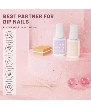Aokitec Sparkling Series Dip Powder Nail Kit - Glitter Pink Silver & Gold with 2-in-1 Base & Top Coat - Perfect for DIY Nail Art & French Manicure - Buy Online on GoSupps.com