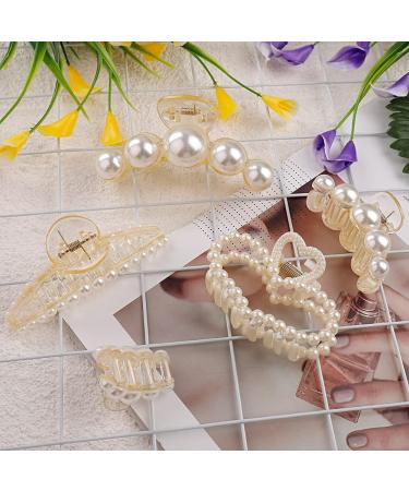 5Pcs Non-Slip Pearl Hair Clips for Women - Strong Plastic Hair Claw Clips for Thick & Fine Hair - Buy Online on GoSupps.com
