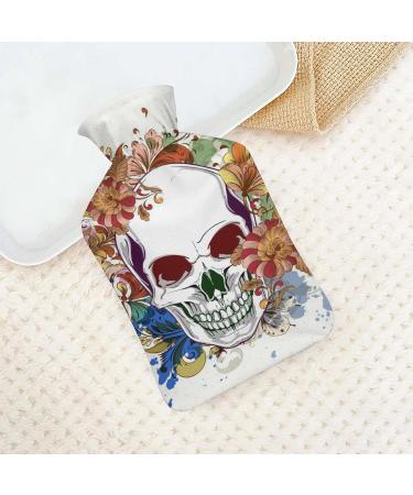 Skull Flowers Hot Water Bottle Cover | Plush Hand Warmer for Adults & Kids - 26.5x15.3cm | International Shipping Available - Buy Online on GoSupps.com
