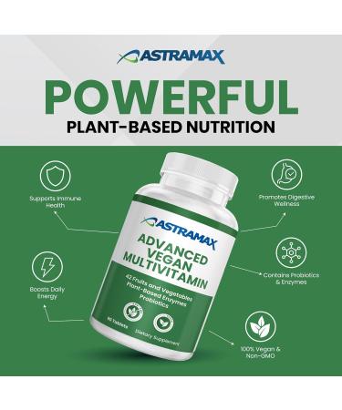 Astramax Advanced Vegan Multivitamin | Whole Food-Based Vitamin & Mineral Complex with 26 Nutrients B12 D3 Probiotics & 42 Superfoods | Daily Vitality Formula | Non-GMO Gluten-Free | 90 Count - Buy Online on GoSupps.com
