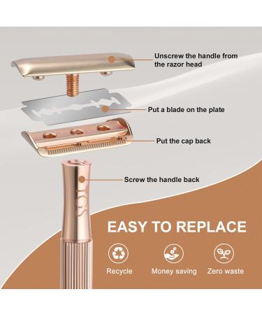 Eco-Friendly Gold Single Blade Razor with 10 Double Edge Blades | Reusable Metal Razor for Men & Women | Zero Waste Shaving Solution for Smooth Shaves - Buy Online on GoSupps.com