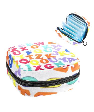 GIAPB Period Bag Sanitary Napkin Storage Bag Period Pouch Travel Makeup Bag Colorful Alphabet Color2615
