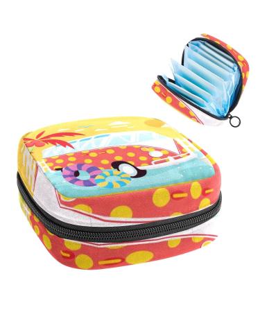 Women's bonds storage pockets Stillpad keeper coconut tree yellow pattern portable period kit pocket feminine product bag for women girls color3