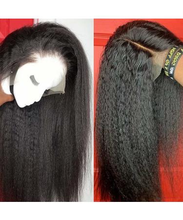 Alidiamond 18 Inch Kinky Straight Human Hair Wig | PrePlucked 13x4 Brazilian Remy | 180% Density Yaki Straight Wig for Women - Buy Online on GoSupps.com