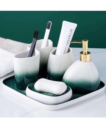 Bathroom soap dispenser handwash dispenser bottle/Gradientl Bathroom Sets Accessories Complete Ceramic Bathroom Essentials For New Home Bathroom Decor Sets-green-5 set (Color : Brown Size : 5 se 5 set Brown - Buy Online on GoSupps.com