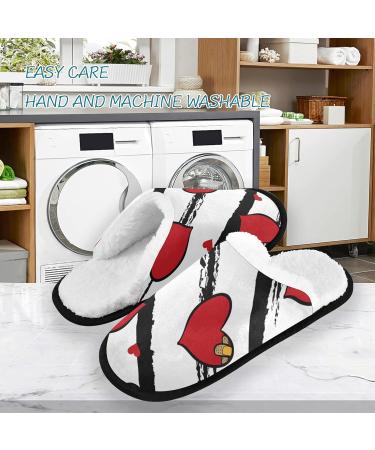 Mnsruu Heart Motif Slippers - Striped Non-Slip Cotton for Valentine's Day | Perfect for Home Hotel Spa & Travel - Buy Online on GoSupps.com