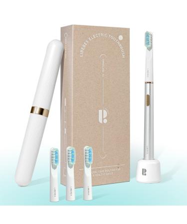 Liberex X1 Sonic Electric Toothbrush - Wireless Rechargeable with Travel Case Slim Metal Handle Smart Timer with Anti-Splash Motor Sliver
