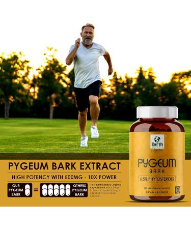 Earth BOTANIC Organic Pygeum Bark Extract 500mg Capsules - Prostate Health & Men's Wellness Supplement - 4 Month Supply - Buy Online on GoSupps.com