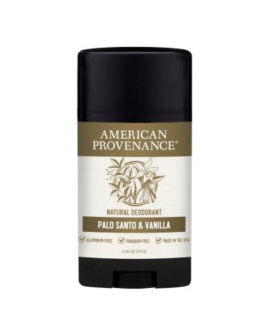 American Provenance Aluminum Free Natural Deodorant For Women and Men - Palo Santo and Vanilla - 24 Hour Odor Protection Cruelty Free - Made in the USA (1 pack)