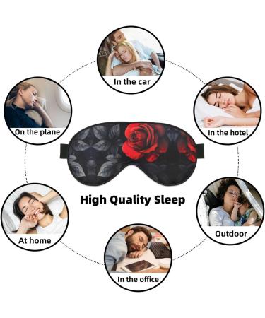 Red Rose & Black Leaves Print Unisex Eye Mask | Soft Comfortable Light-Blocking Sleeping Mask for Travel & Relaxation - Buy Online on GoSupps.com