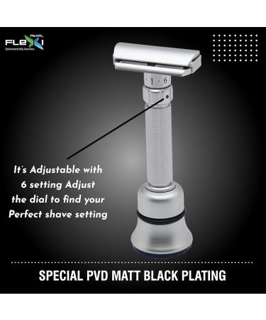 Pearl Flexi Adjustable Safety Razor V12 | Eco-Friendly Double Edge Razor for Men | Reusable Brass Shaving Razor - Perfect Father's Day Gift - Buy Online on GoSupps.com