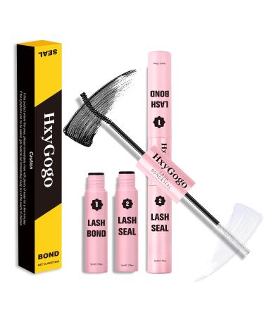 HxyGogo Bond and Seal Lash Glue 2 in 1 for DIY Cluster Lashes Lash Bond and Seal Super Strong Hold 72 Hours Latex Free Waterproof Mascara Wand Lash Glue for Sensitive Eyes (C) Lash Bond and Seal-White
