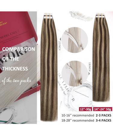 Moresoo Highlight Brown and Blonde 20 Inch Tape in Human Hair Extensions - 20 Pieces/50g - Buy Online on GoSupps.com