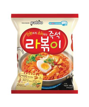 Paldo Korean Noodle Immediate Stirfried Rice Cake with Ramen Noodles 145gPack of   , 5.08 Ounce, (Pack of 4)