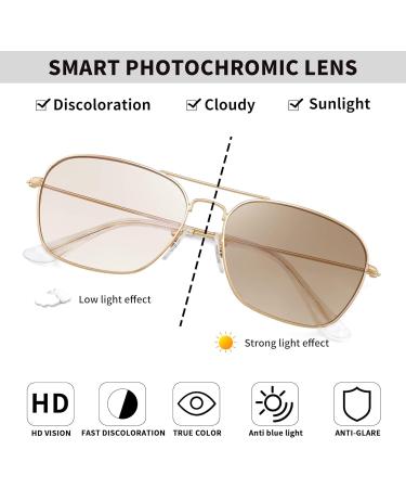 JM Plane Blue Light Blocking Glasses | Anti-Glare Computer Eyewear for Men & Women | Stylish Gold Frame & Brown Lens - Buy Online on GoSupps.com