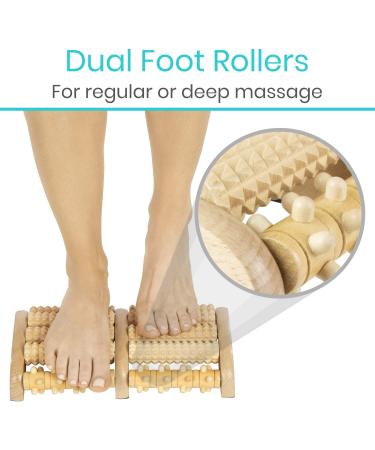 Vive Wooden Foot Massager - Dual Roller for Plantar Fasciitis & Stress Relief - Deep Tissue Shiatsu Therapy - Reflexology Chart Included - Acupressure for Feet & Leg Muscles - Buy Online on GoSupps.com