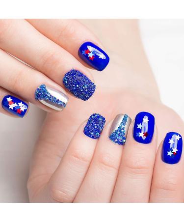 Patriotic 4th of July Nail Stickers & Star Glitter Sequins Set - American Flag Decals & Holographic Confetti - Buy Online on GoSupps.com