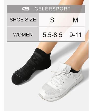CS CELERSPORT 6 Pack Women's Ankle Running Socks - Black, Medium | Cushioned Low Cut Tab Athletic Socks - Buy Online on GoSupps.com
