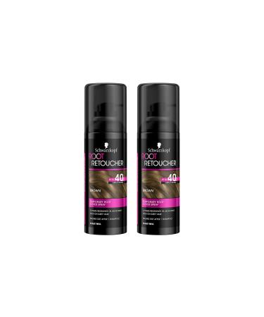 Schwarzkopf Root Retoucher Instant Temporary Hair Dye Spray for Brunette Regrowth Brown Duo Box