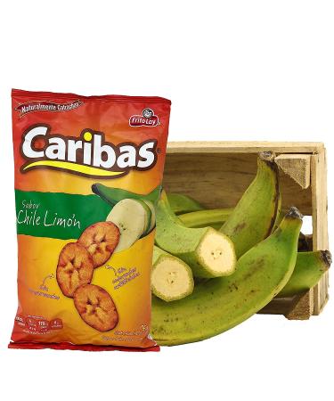 Caribas - NatuChips - Chili-Lime Flavored Banana - Product of Central America - 2 units of 135 Gra,ps