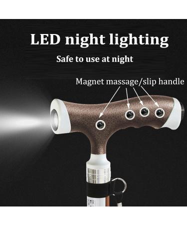 Adjustable Canes for Men and Women Thickened Aluminum Alloy Crutches with Led Light Cushion Handle and Replaceable Non-Slip Base for Elderly Brass (Black) Selfless dedication - Buy Online on GoSupps.com