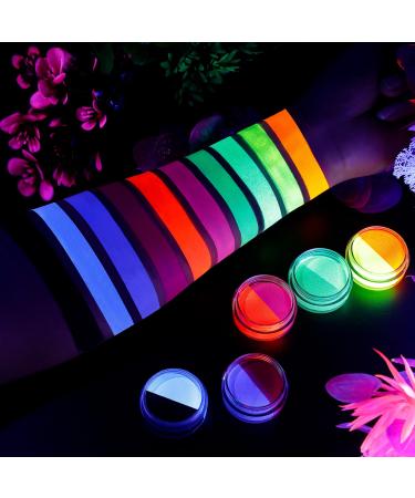 ecofavor Water Activated Eyeliner, UV Glow Neon Cake Paint, 10 Bright Color in 5 Cake Hydra Eye Liner,UV Glow Blacklight Luminous Body Face Makeup Paint, Costume Halloween and Club Makeup Art Paint