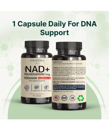 VINATURA NAD Supplement Nicotinamide Riboside with Resveratrol - Advanced NAD+ Supplement with TMG and Urolithin A for Women and Men - 30 Vegan Capsules - Buy Online on GoSupps.com