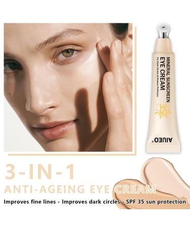Scarman 3-in-1 Anti-Aging Mineral Eye Cream with SPF 35 | Dark Circles & Fine Lines Treatment | Blue Light Protection - 15ML (#01 Light - Buy Online on GoSupps.com
