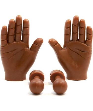 Dark Skin Tiny Finger Hands 2 Pack - Miniature Rubber Hand Puppets for Prank - Left and Right Finger Hands - Buy Online on GoSupps.com