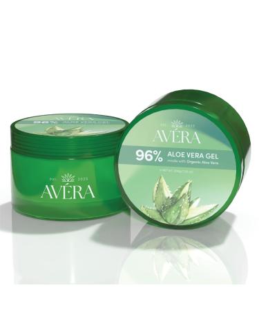 LYDHoldings LLC Avera Organic Aloe Vera Gel for Face & Body 96% Pure Aloe Gel Ideal for Skin Scalp & Hair Hydration Calming Moisturizer for Soothing After Sun Care 7.05oz