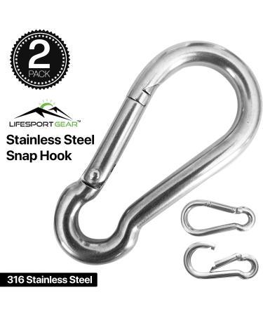 Marine Grade 316 Stainless Steel Carabiner Clips, Heavy Duty 4 Inch, 2 Pack - for Gym & Outdoor Activities - Buy Online on GoSupps.com