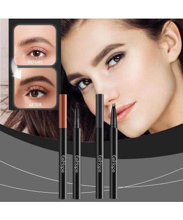 2024 New Magic Eyebrow Pencil with 4 Fork Tip Upgraded 3D Waterproof Microblading Eyebrow Pen Microblade Precise Eyebrow Contouring Pen Long-Lasting Natural Eye Brow Pencils for Women (Black) - Buy Online on GoSupps.com