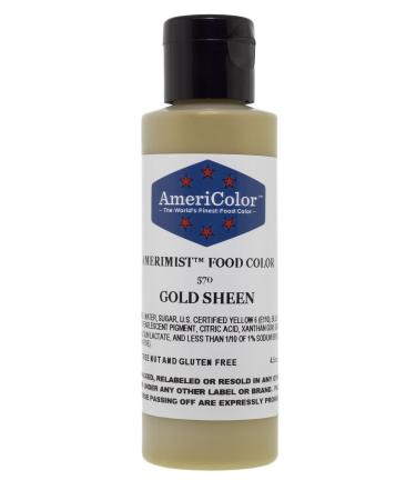 AmeriColor Amerimist Edible Paint and Airbrush Food Color, 4 1/2-Ounce, Gold Sheen 4.5 Ounce Gold Sheen