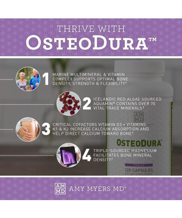 Dr. Amy Myers OsteoDura Bone Support - Calcium Aquamin Sea Minerals Supplement | Vitamin D3 K2 K1 Magnesium | Strong Bone Health & Teeth - 120 Capsules - Buy Online on GoSupps.com