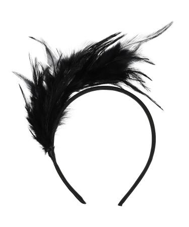 Lurrose 20s Feather Headband - Vintage Black Hairband for Weddings & Gatsby Parties | International Shipping Available - Buy Online on GoSupps.com