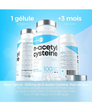NAC N-Acetyl-Cysteine 600mg - +3 Months of Treatment - Antioxidant & Detoxifying - Made in France - Glutathione Boost - Liver Detox & Protection - 100 Vegetable Capsules - Vegan - No Additives - - Buy Online on GoSupps.com