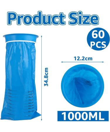 JMIATRY 60 Pcs 1000ml High Density Vomit Bags - Disposable Nausea Bags for Car Travel & Motion Sickness - Buy Online on GoSupps.com