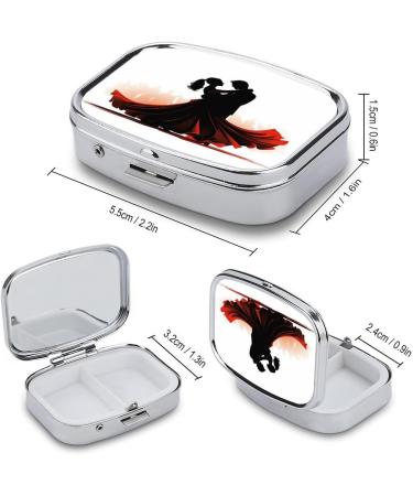 Ballroom Dance Print Pill Box - 2 Compartment Decorative Metal Pill Organizer for Pocket & Purse - International Shipping Available - Buy Online on GoSupps.com