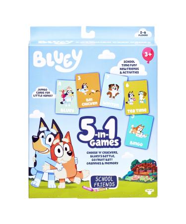 Bluey 5-in-1 , 5 Favorite Card Games in The One Pack and her School Friends, Multicolor (17375)
