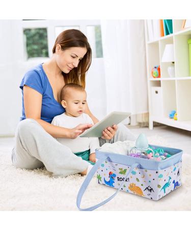 Dinosaur Diaper Caddy - Collapsible Nursery Organizer for Boys | Large Blue Storage Basket for Baby Shower Gifts | Essential Newborn Must-Have - Buy Online on GoSupps.com