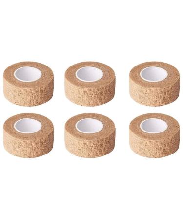 6pc-1 Inch Wide Skin Colour Elastic Self- Adhesive Bandage Finger Tape First Aid Wrap Bandages for Wrist and Ankle Sprains & Swelling 6pcs