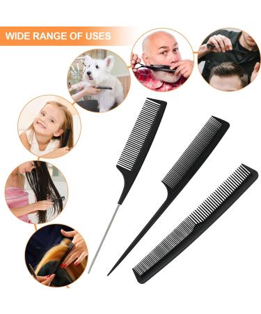 Sularpek 3 Piece Fine Tooth Carbon Fibre Tail Comb Set - Hairdressing & Styling Comb for Women and Men - Anti Static & Heat Resistant - Teasing Hair Comb - Buy Online on GoSupps.com