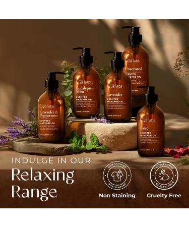 Gya Labs Huiles de massage la lavande et la menthe poivr e pour la massoth rapie - Fabriqu es avec du jojoba de l'argan du tournesol de l'amande douce et de la vitamine E (200 ml) - Buy Online on GoSupps.com
