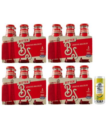 Bitter Salfa Lot de 24 bouteilles jetables en verre pour ap ritif italien sans alcool 10 cl + 1 bo te de th glac San Benedetto au citron sans sucre 330 ml