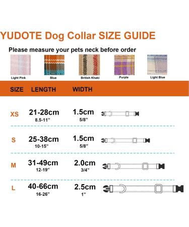 Yudote Soft Dog Collar for Small Dogs | Checkered Fabric Sensitive Skin | Light Pink (1-Pack) - Buy Online on GoSupps.com