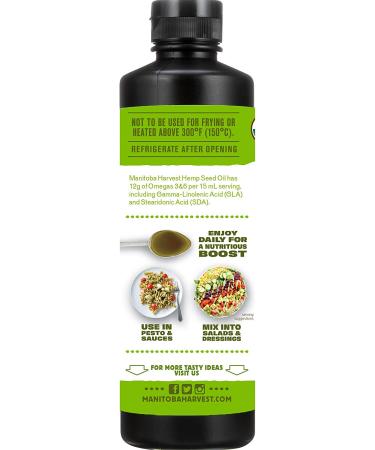 Manitoba Harvest Organic Hemp Oil - Cold Pressed, Non-GMO, 12g Omega 3&6, 8.45 Fl Oz - Buy Online on GoSupps.com