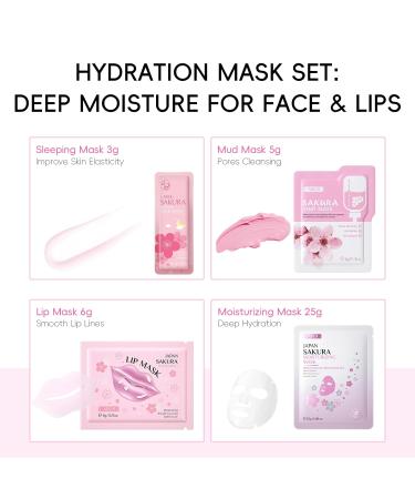 Japan Sakura Facial Skincare Set - 13PCS Hydrating Gift Set for Teenage Girls & Women | Serum Cream Eye & Lip Masks - Buy Online on GoSupps.com